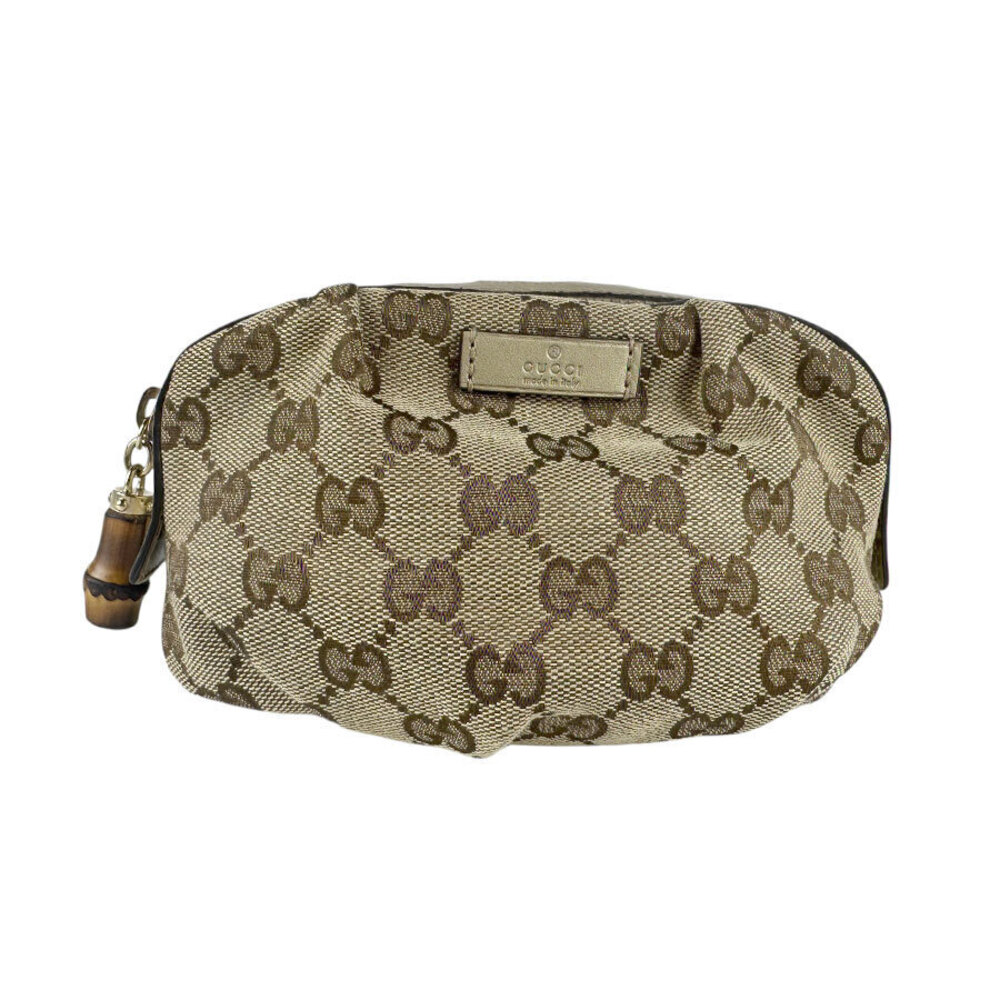 Gucci Bamboo GG Canvas Top Handle Bag Beige Gold